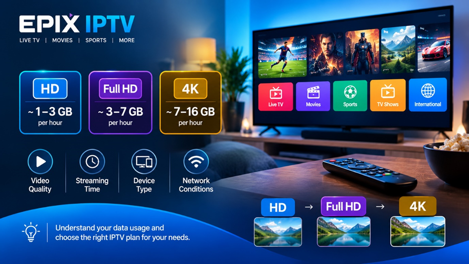 IPTV data usage for HD, Full HD and 4K streaming